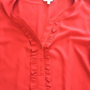 Long sleeve ruffled button blouse